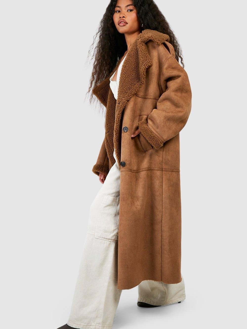 Vintage Canadian Cognac Brown Shearling Coat | Oversized Fit